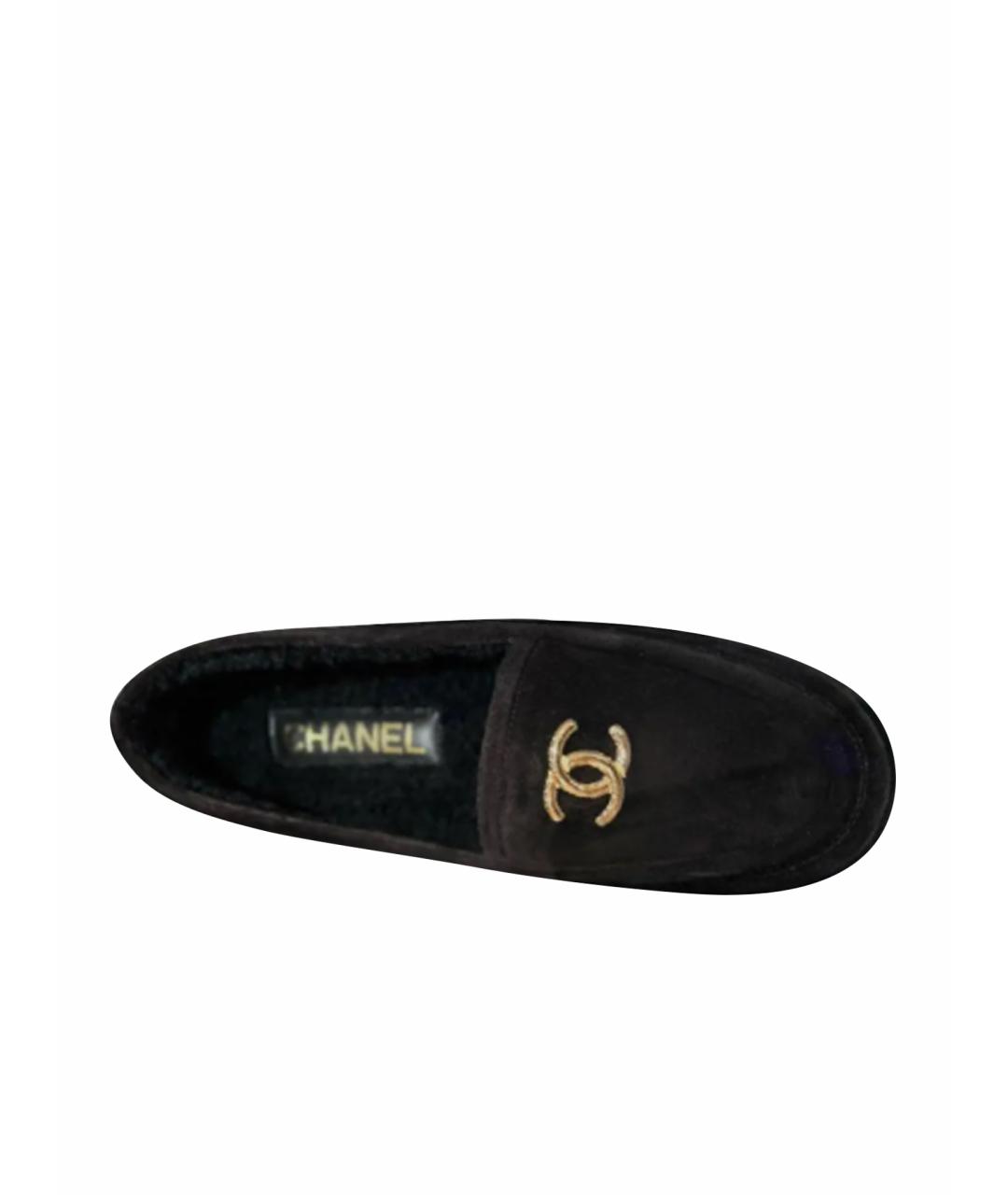 CHANEL Черные замшевые лоферы, фото 1