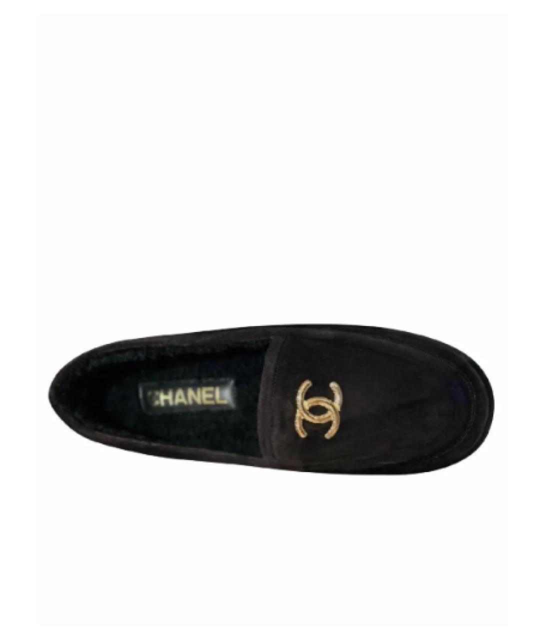 CHANEL Черные замшевые лоферы, фото 4