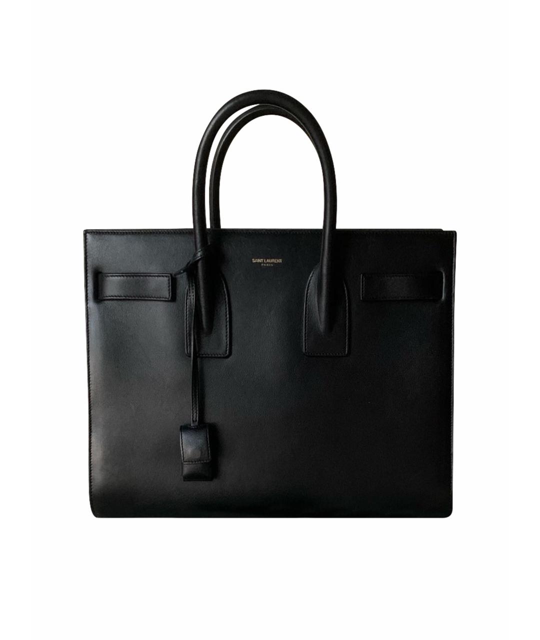 SAINT LAURENT Черная кожаная сумка с короткими ручками, фото 1