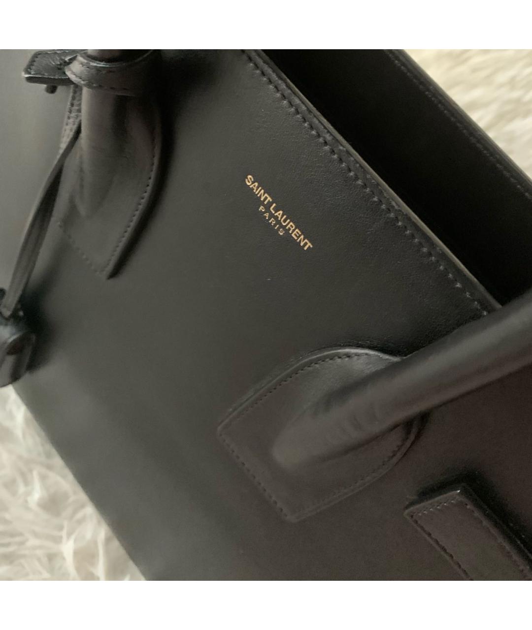 SAINT LAURENT Черная кожаная сумка с короткими ручками, фото 6