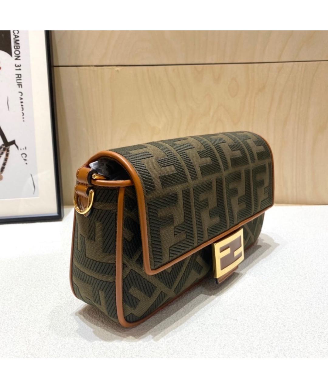 FENDI Коричневая кожаная сумка через плечо, фото 3