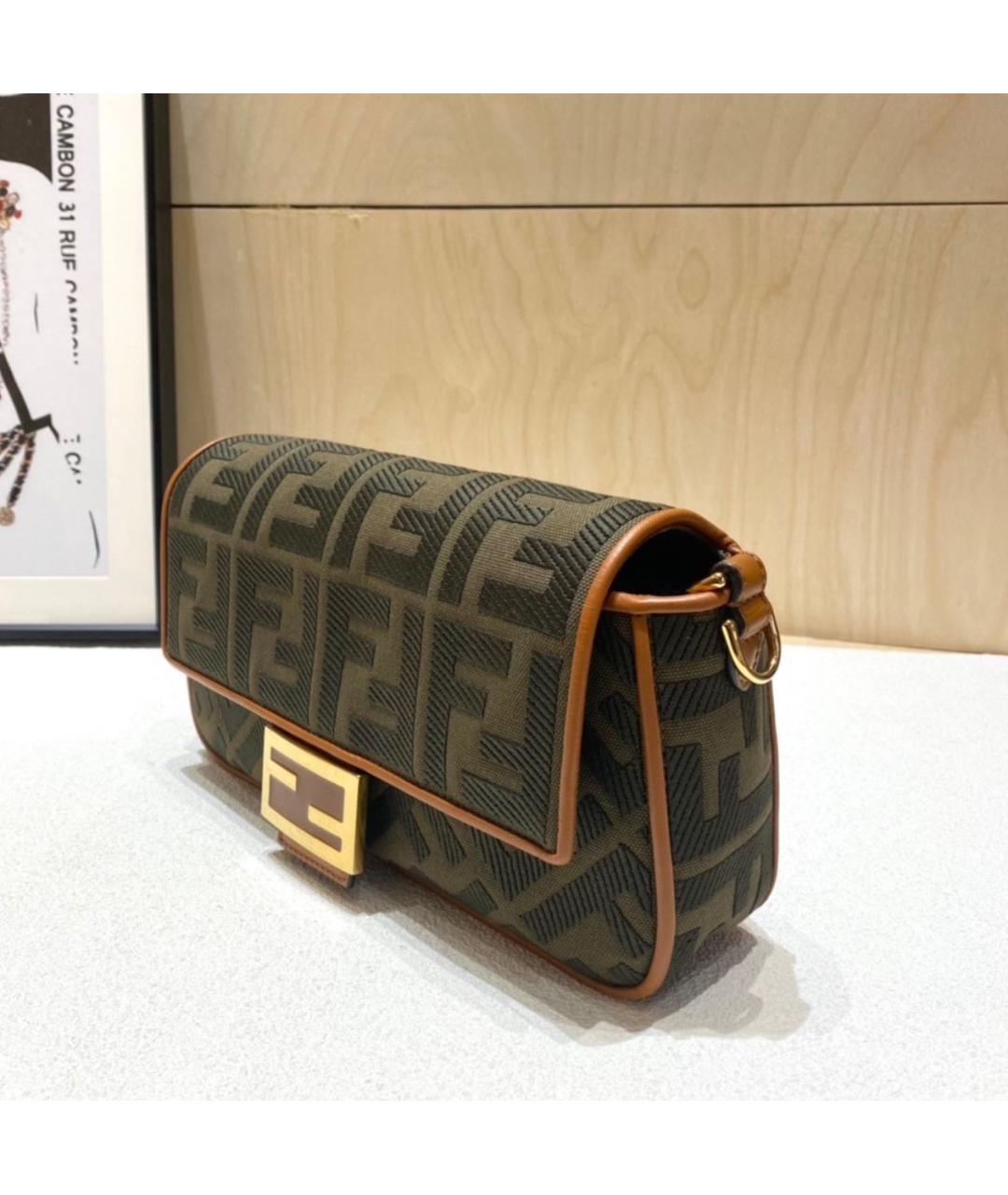 FENDI Коричневая кожаная сумка через плечо, фото 4