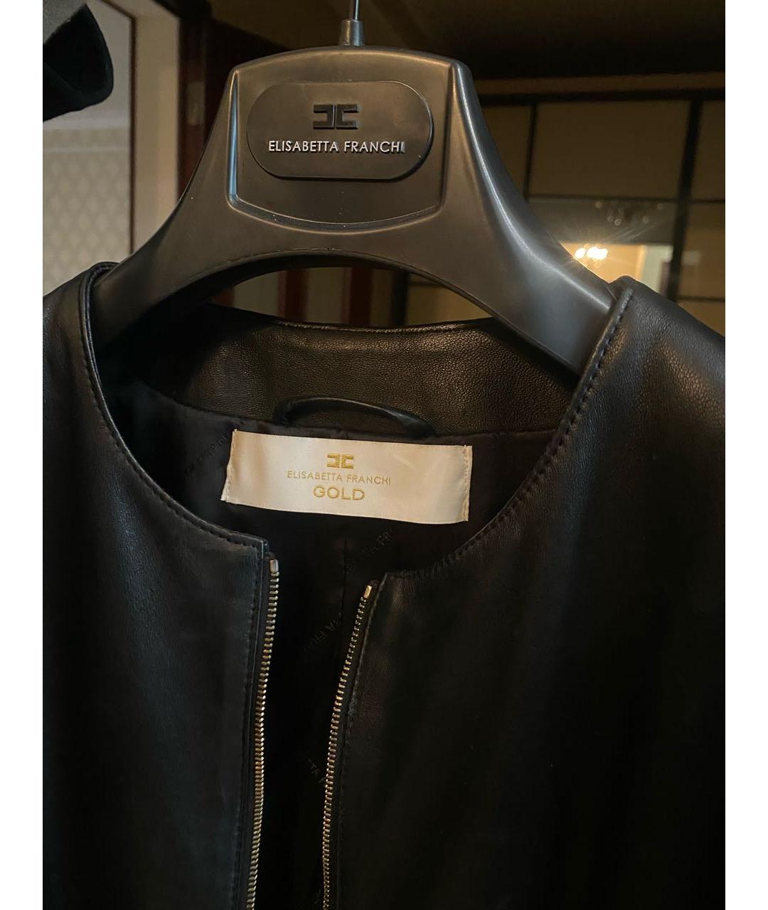 ELISABETTA FRANCHI Черная кожаная куртка, фото 4