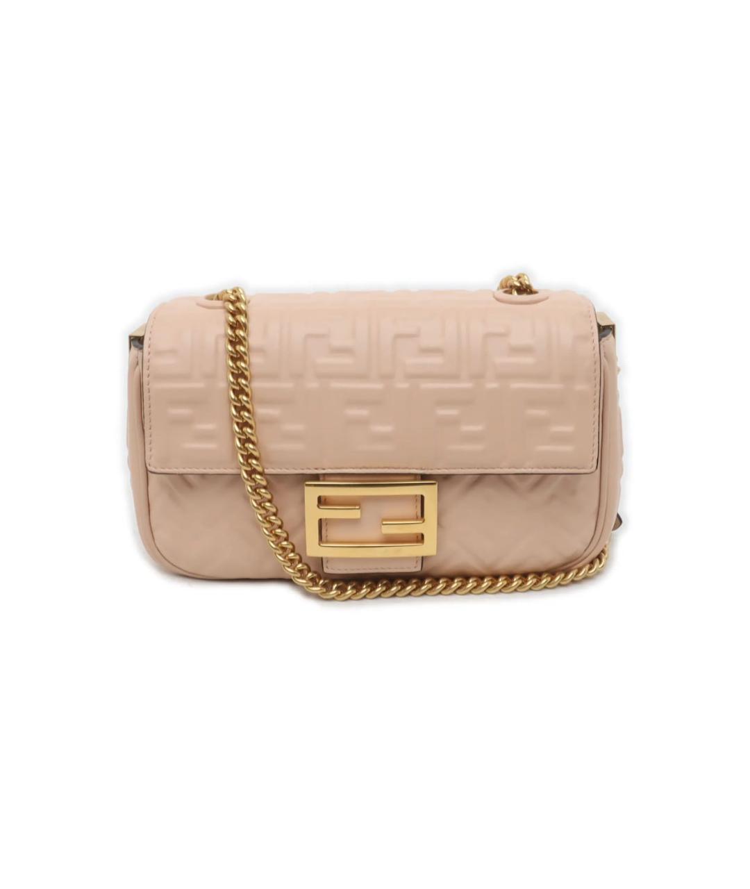 FENDI Бежевая кожаная сумка через плечо, фото 1
