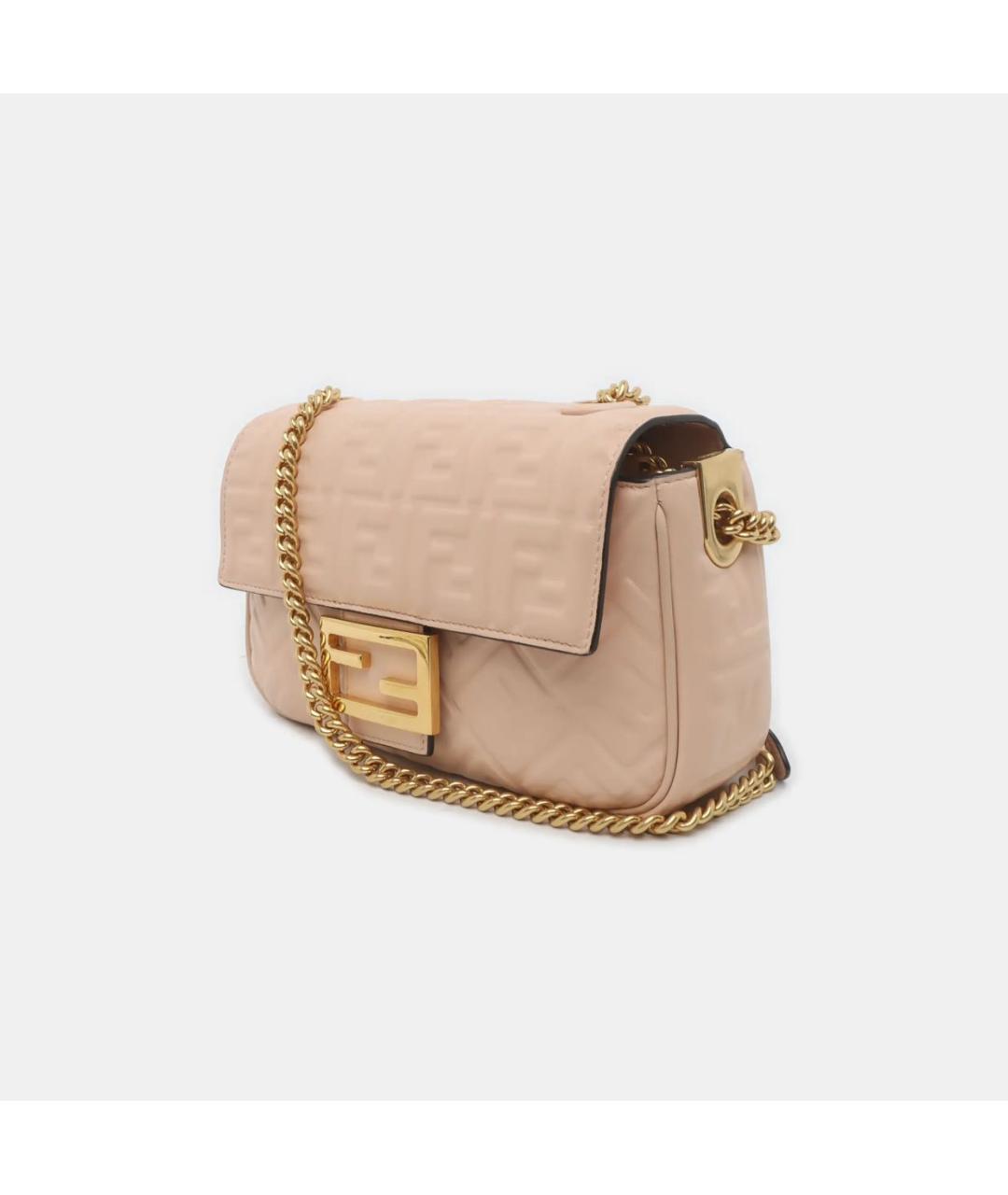 FENDI Бежевая кожаная сумка через плечо, фото 2