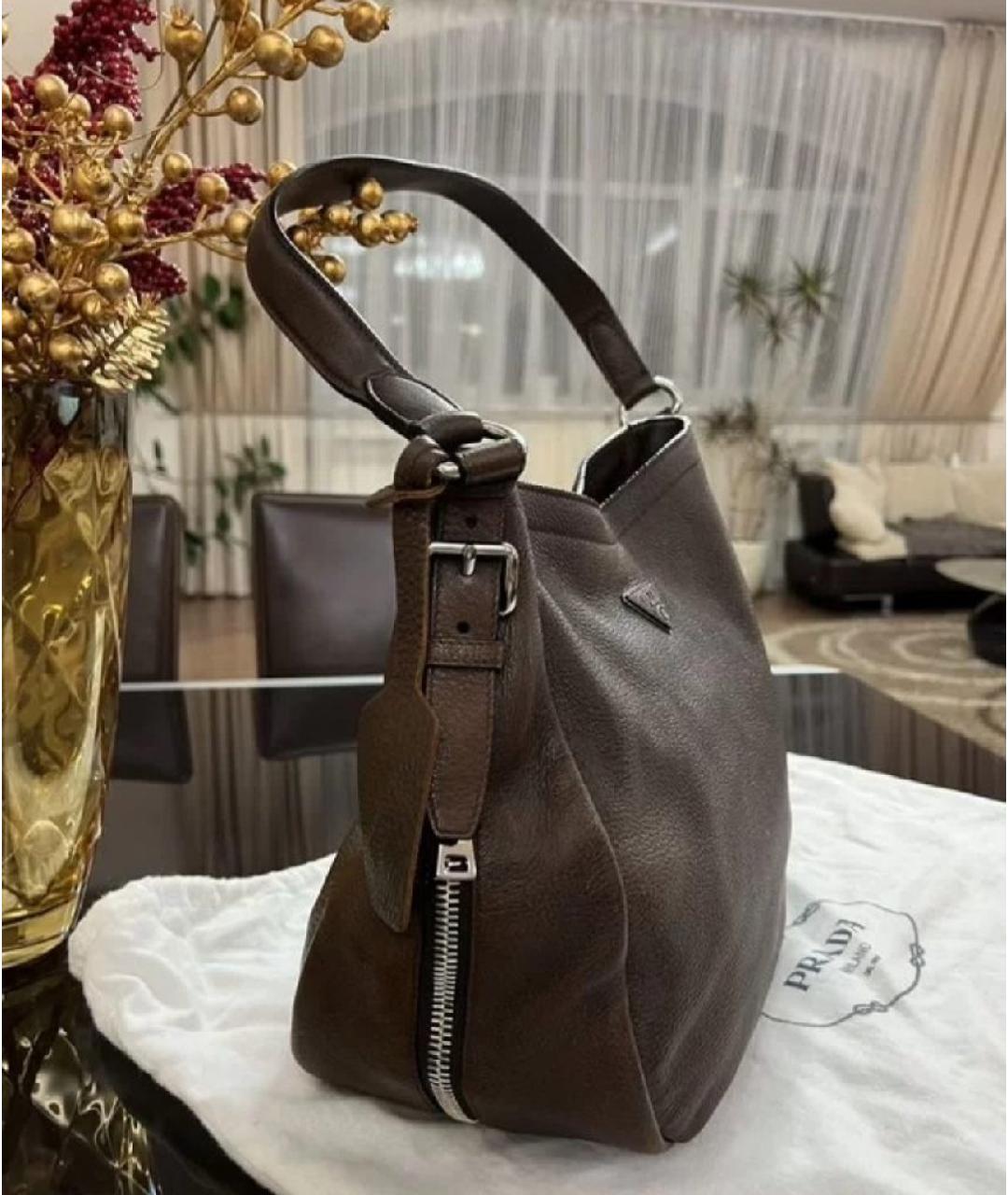 PRADA Коричневая кожаная сумка через плечо, фото 2