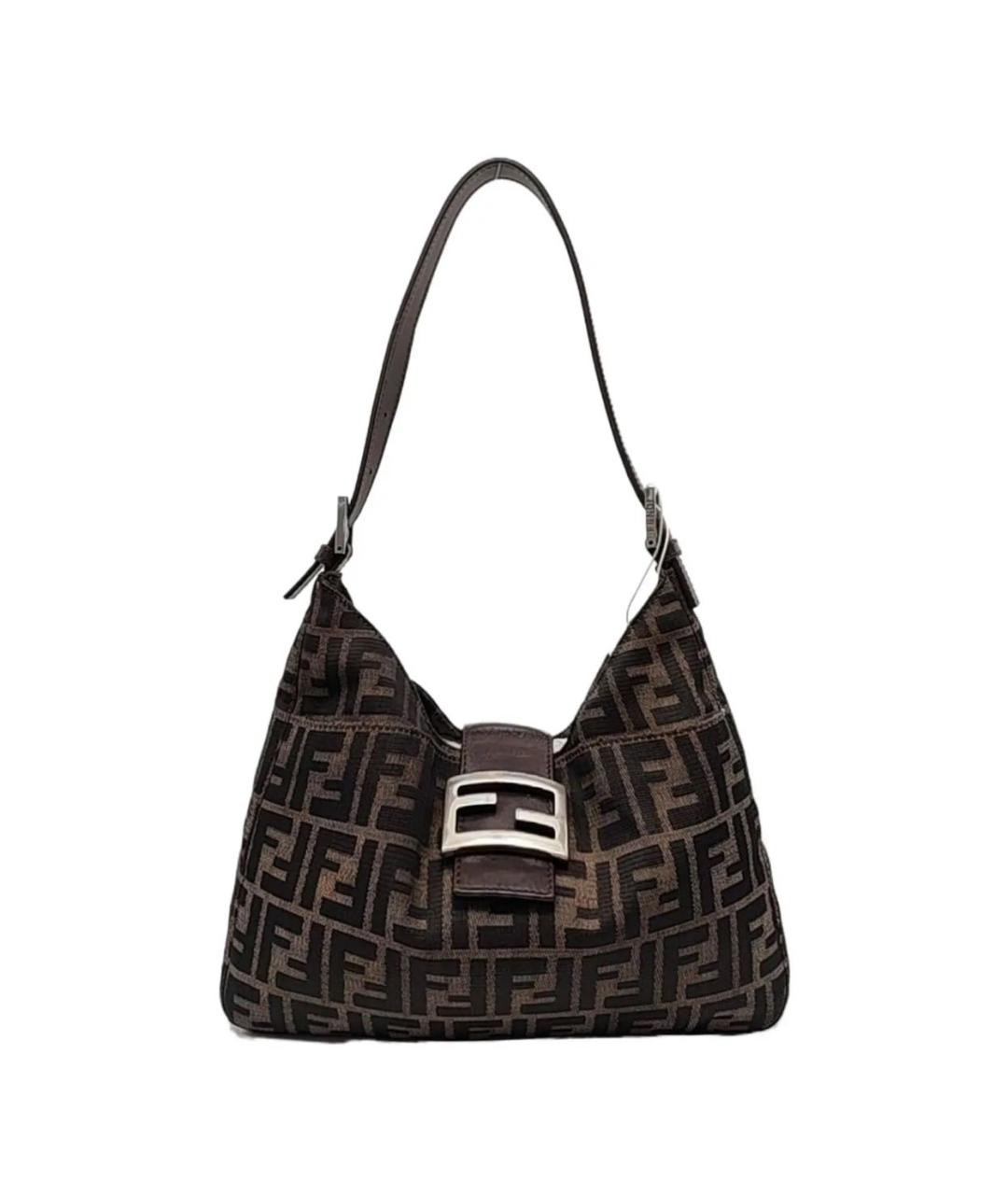FENDI Коричневая тканевая сумка через плечо, фото 1