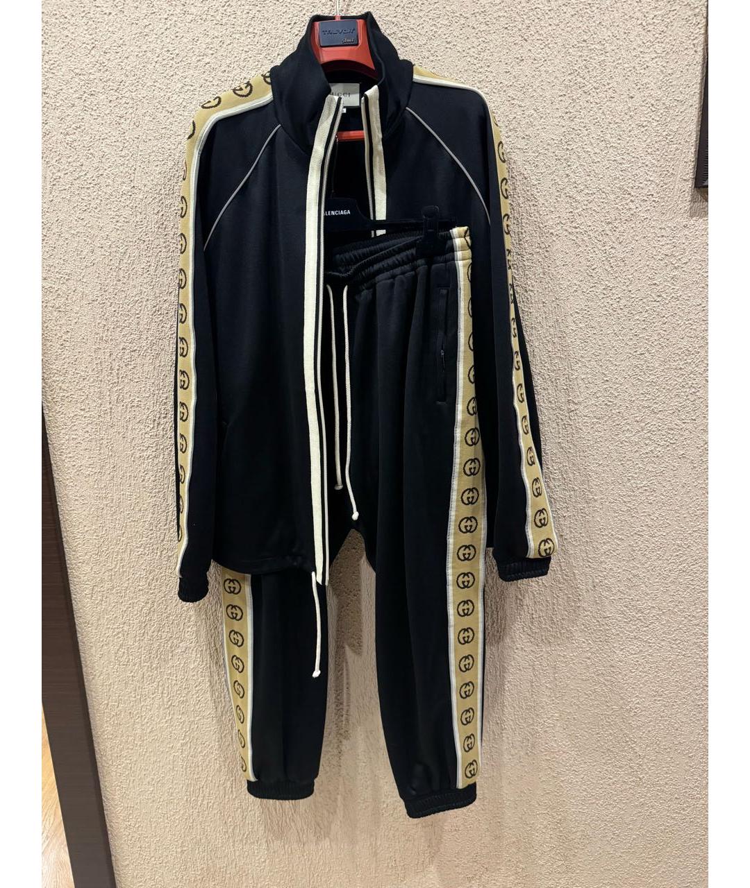 GUCCI Черные полиэстеровые повседневные брюки, фото 7