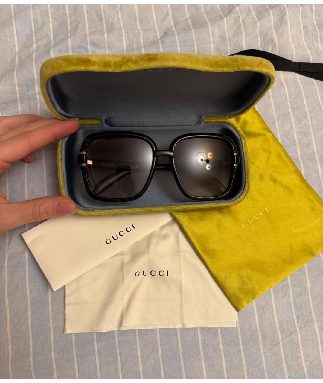 GUCCI Коричневые пластиковые солнцезащитные очки, фото 4