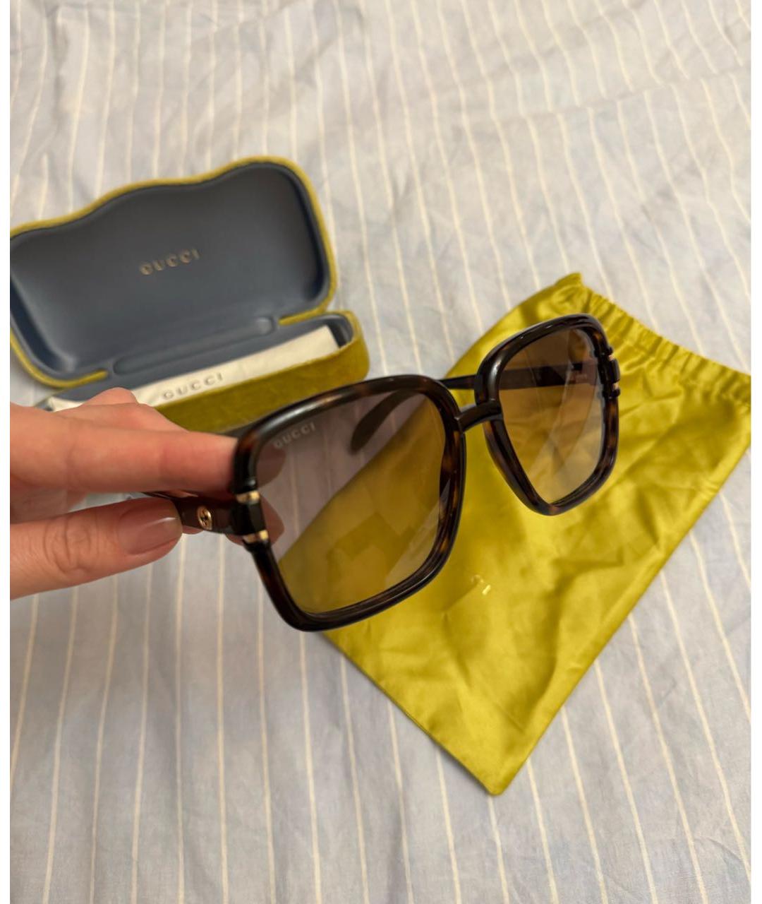 GUCCI Коричневые пластиковые солнцезащитные очки, фото 2