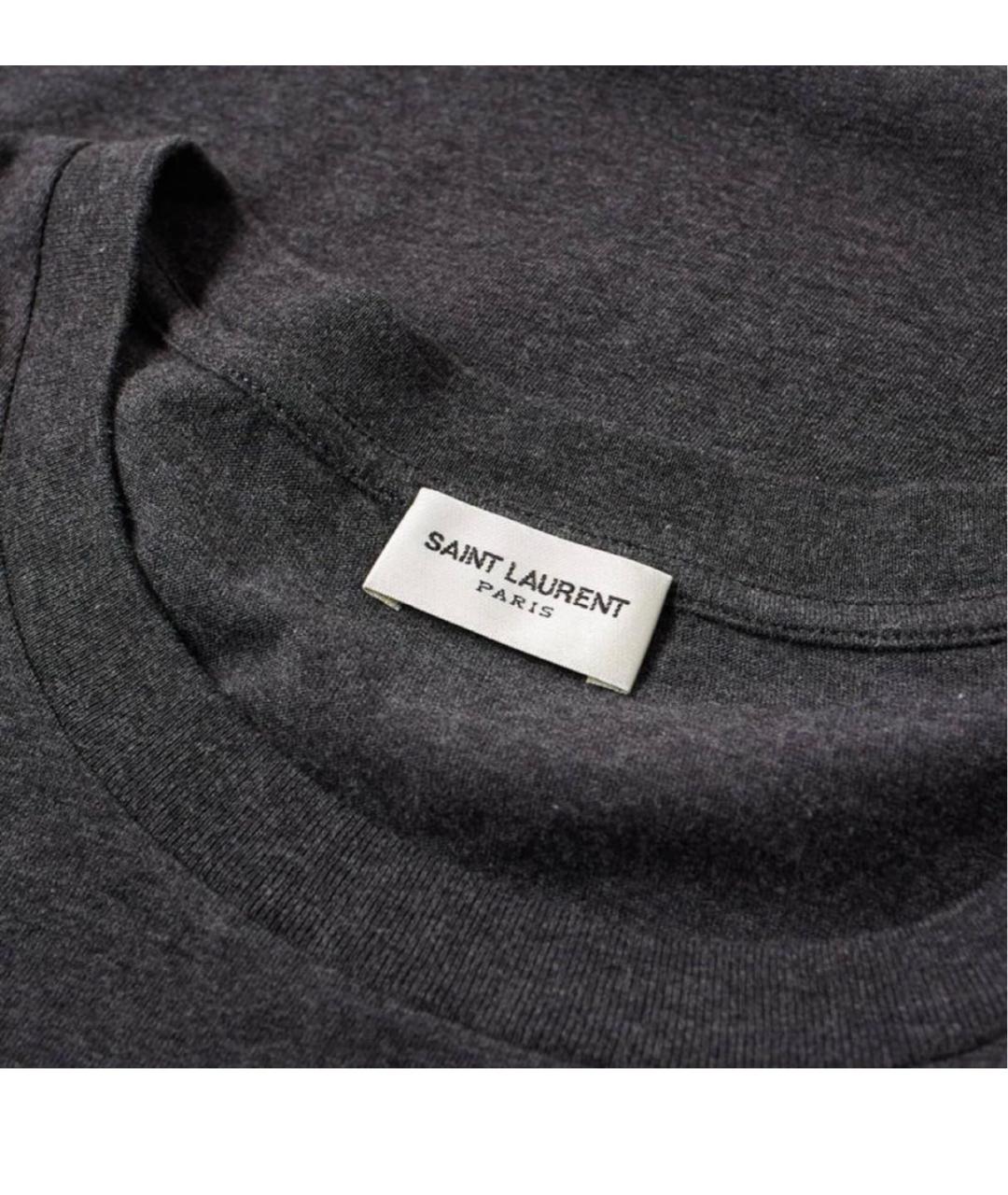 SAINT LAURENT Серая хлопковая футболка, фото 2