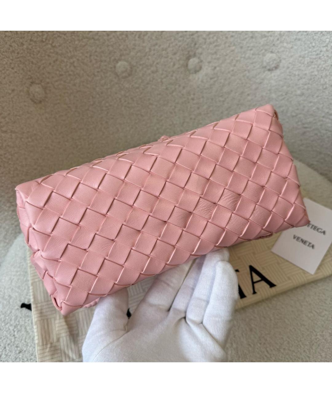 BOTTEGA VENETA Розовая кожаная сумка с короткими ручками, фото 7