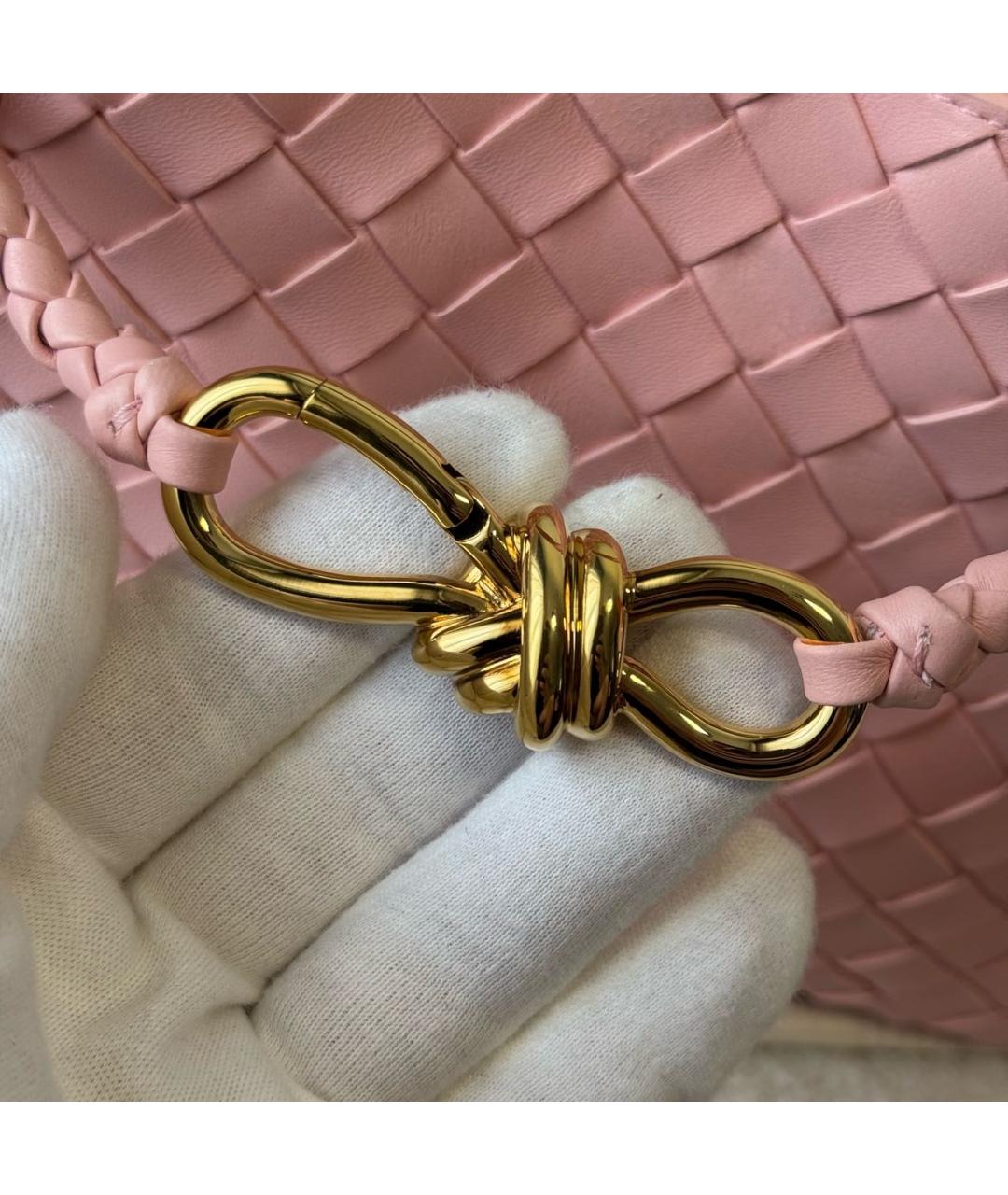 BOTTEGA VENETA Розовая кожаная сумка с короткими ручками, фото 5
