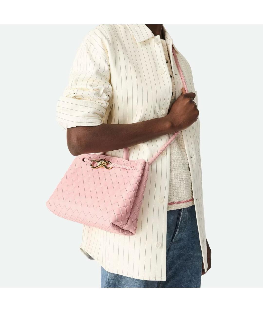 BOTTEGA VENETA Розовая кожаная сумка с короткими ручками, фото 8