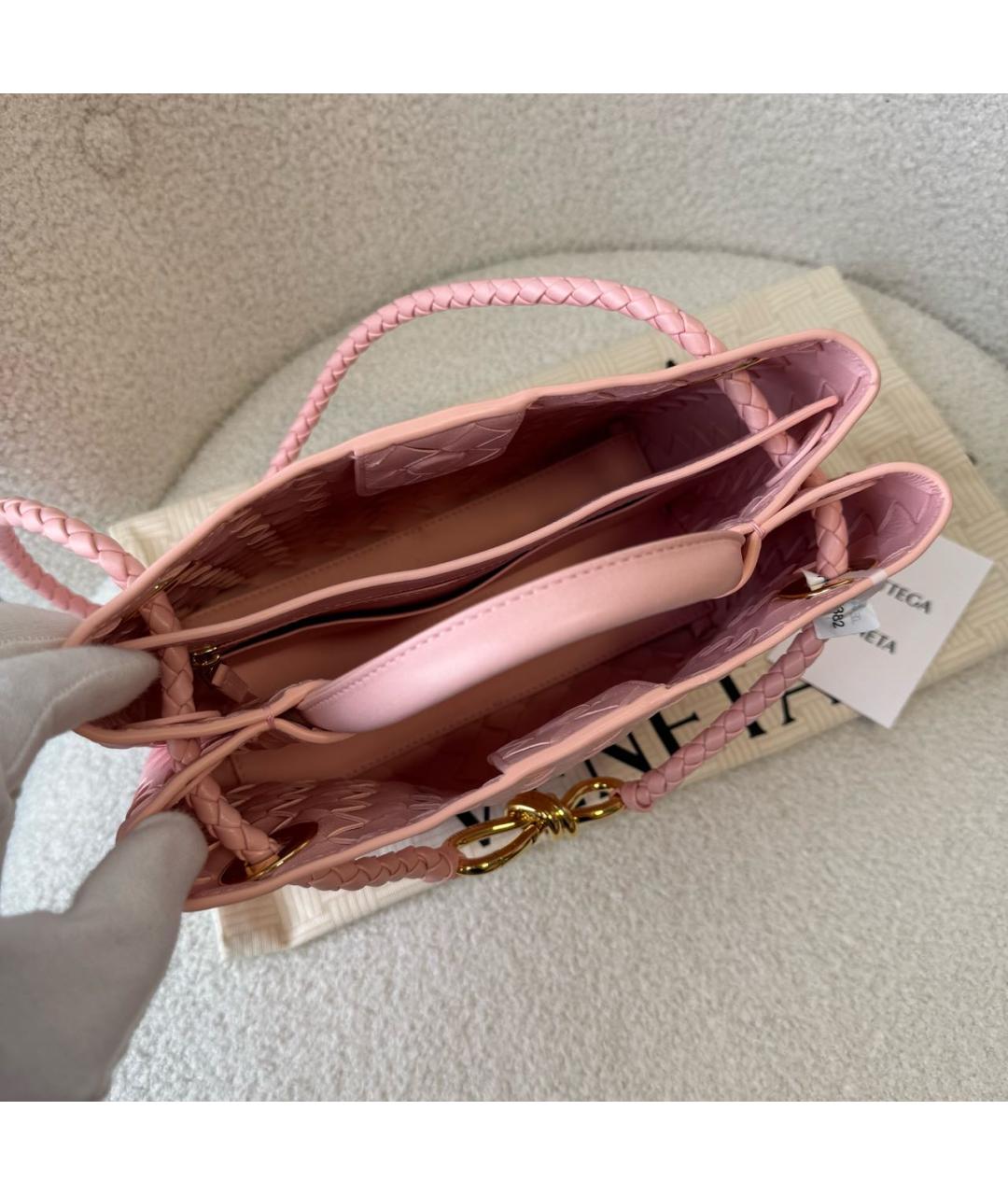 BOTTEGA VENETA Розовая кожаная сумка с короткими ручками, фото 6