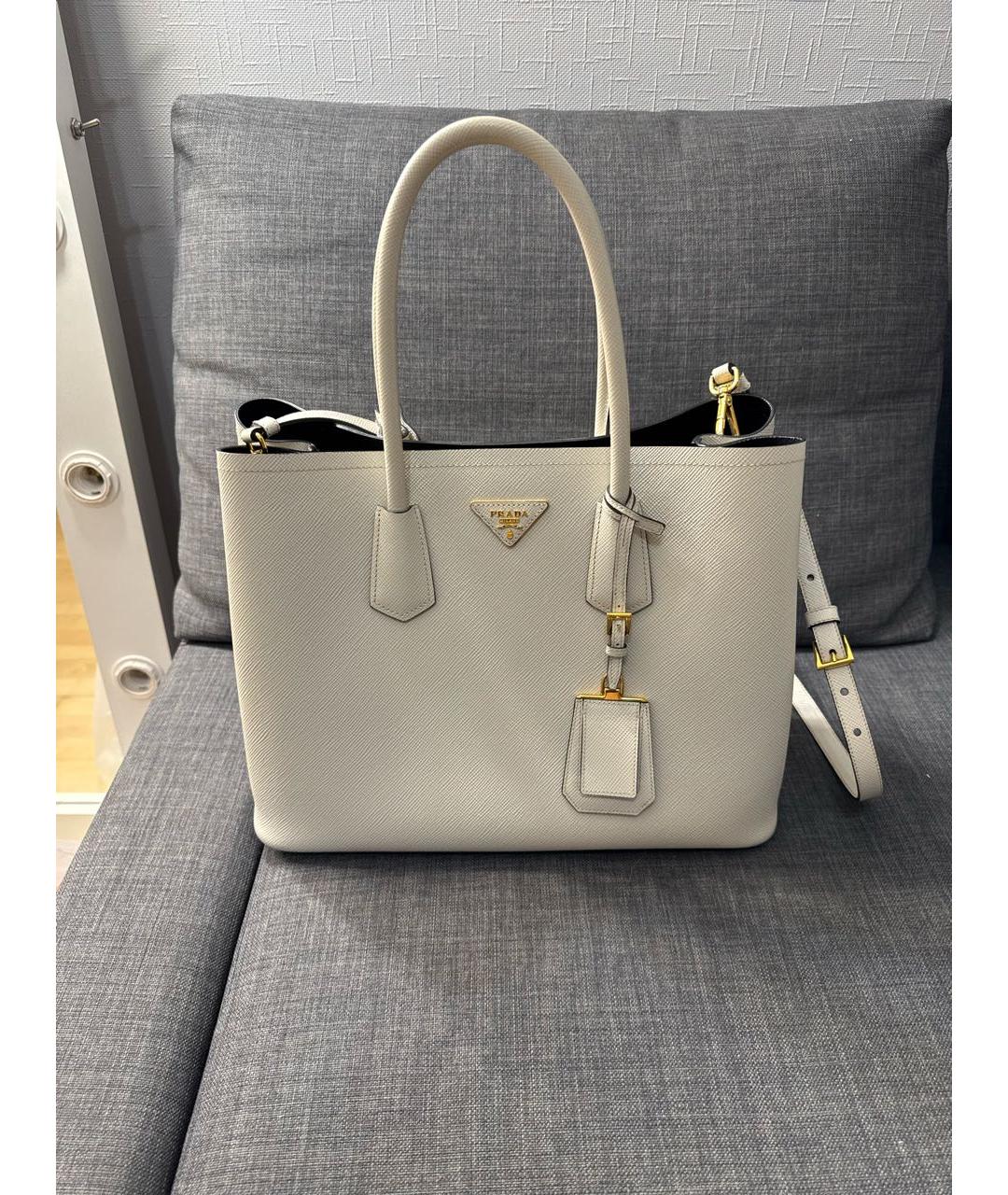 PRADA Бежевая кожаная сумка тоут, фото 5