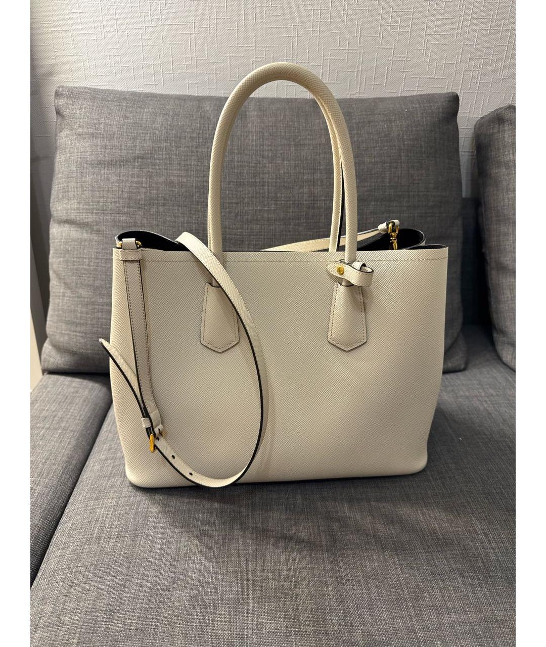 PRADA Бежевая кожаная сумка тоут, фото 3