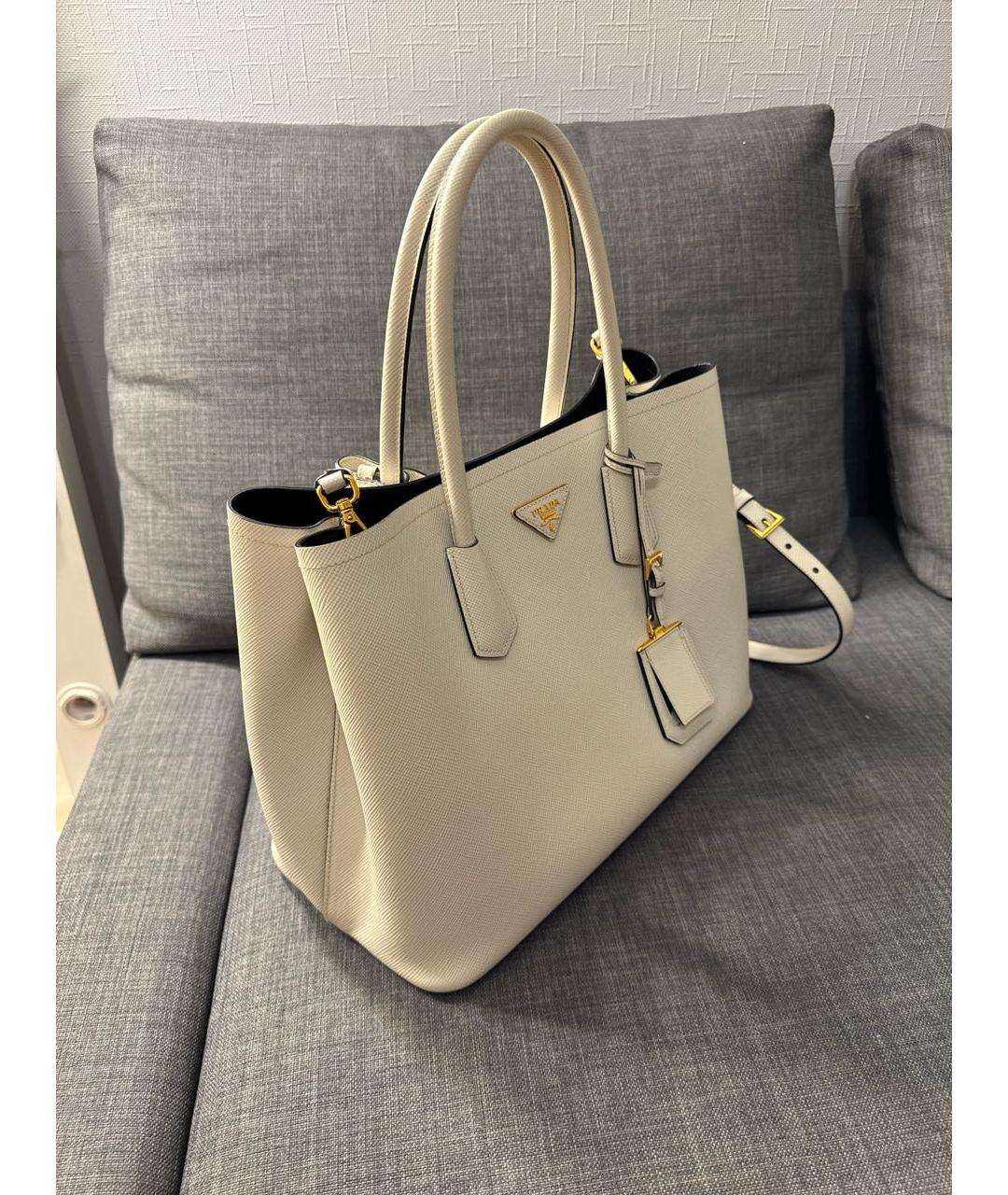 PRADA Бежевая кожаная сумка тоут, фото 2