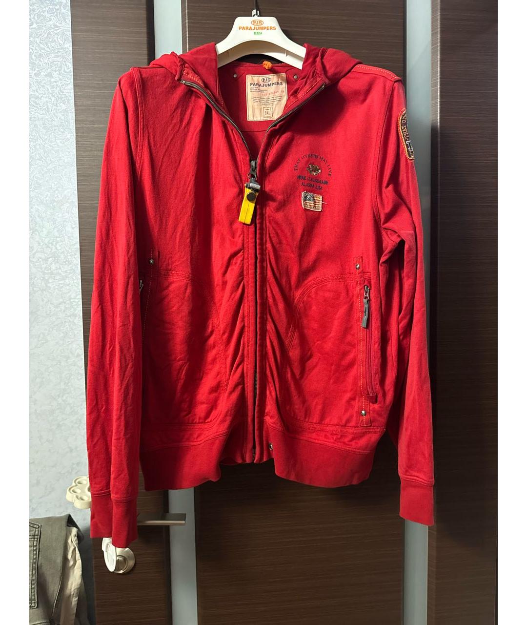 PARAJUMPERS Красная хлопковая спортивная куртка, фото 9