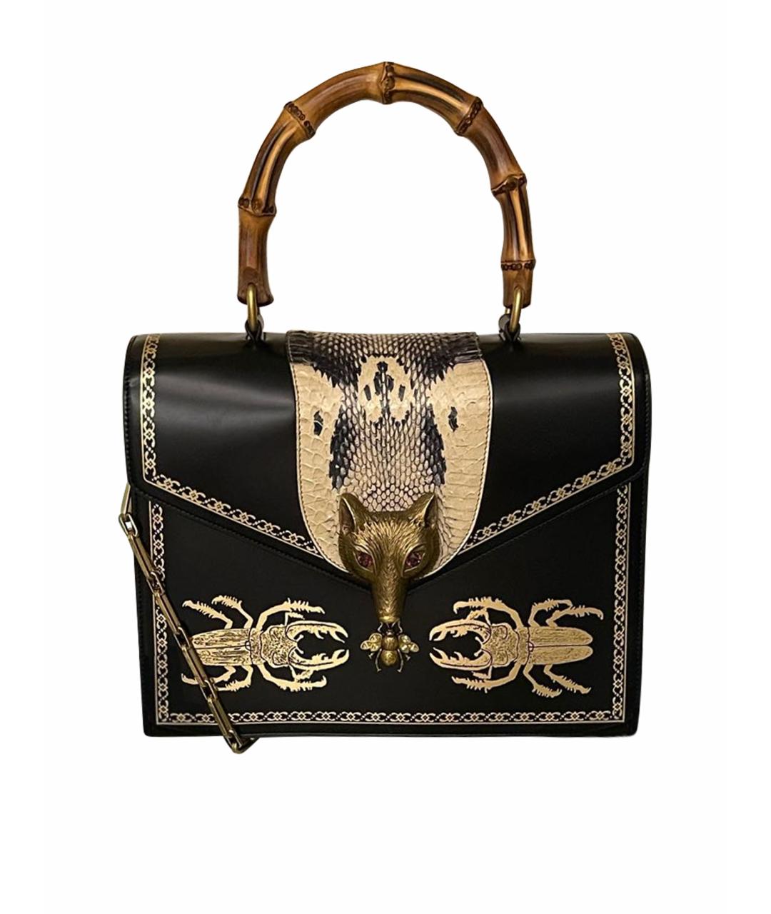GUCCI Черная кожаная сумка с короткими ручками, фото 1