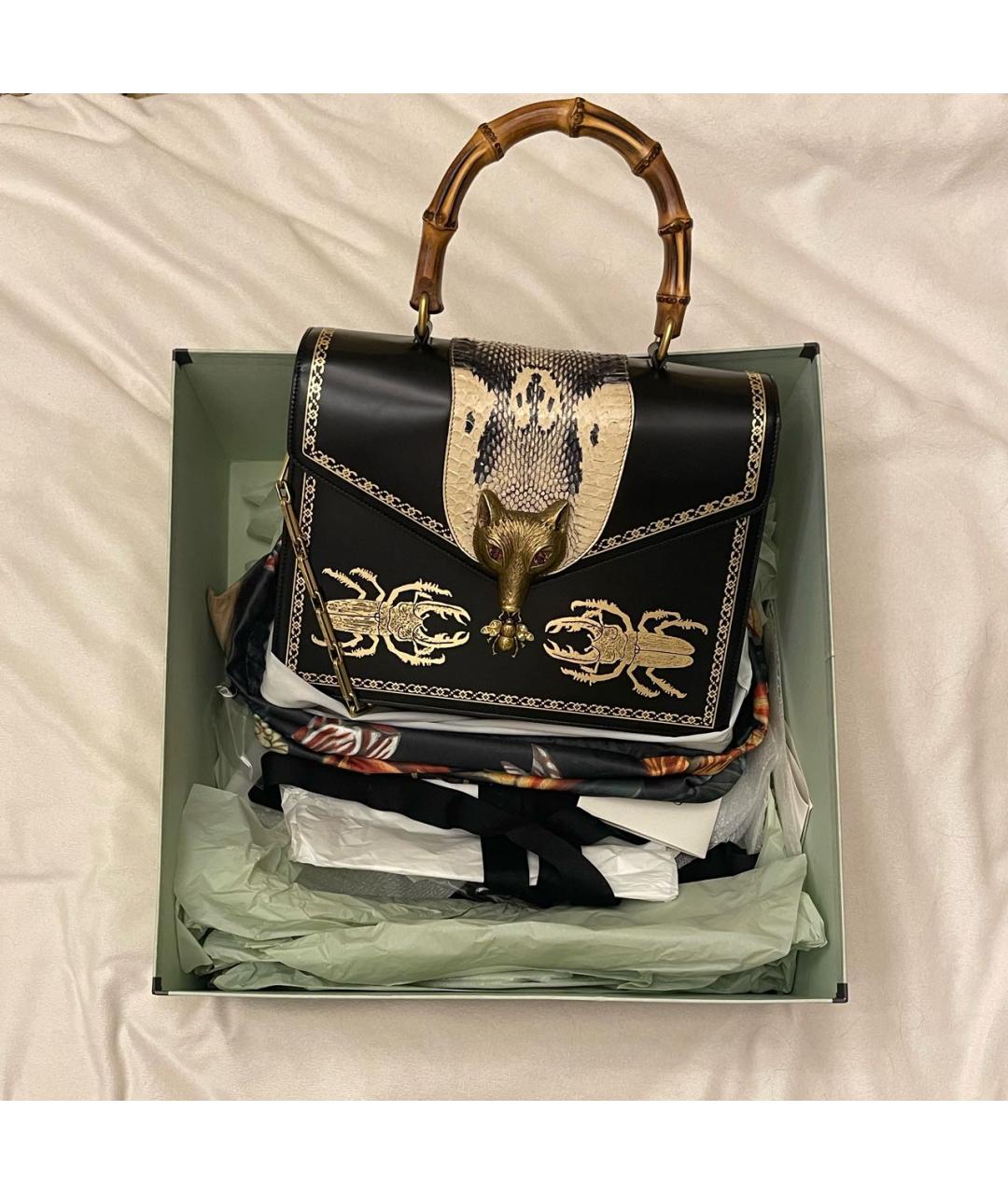 GUCCI Черная кожаная сумка с короткими ручками, фото 7