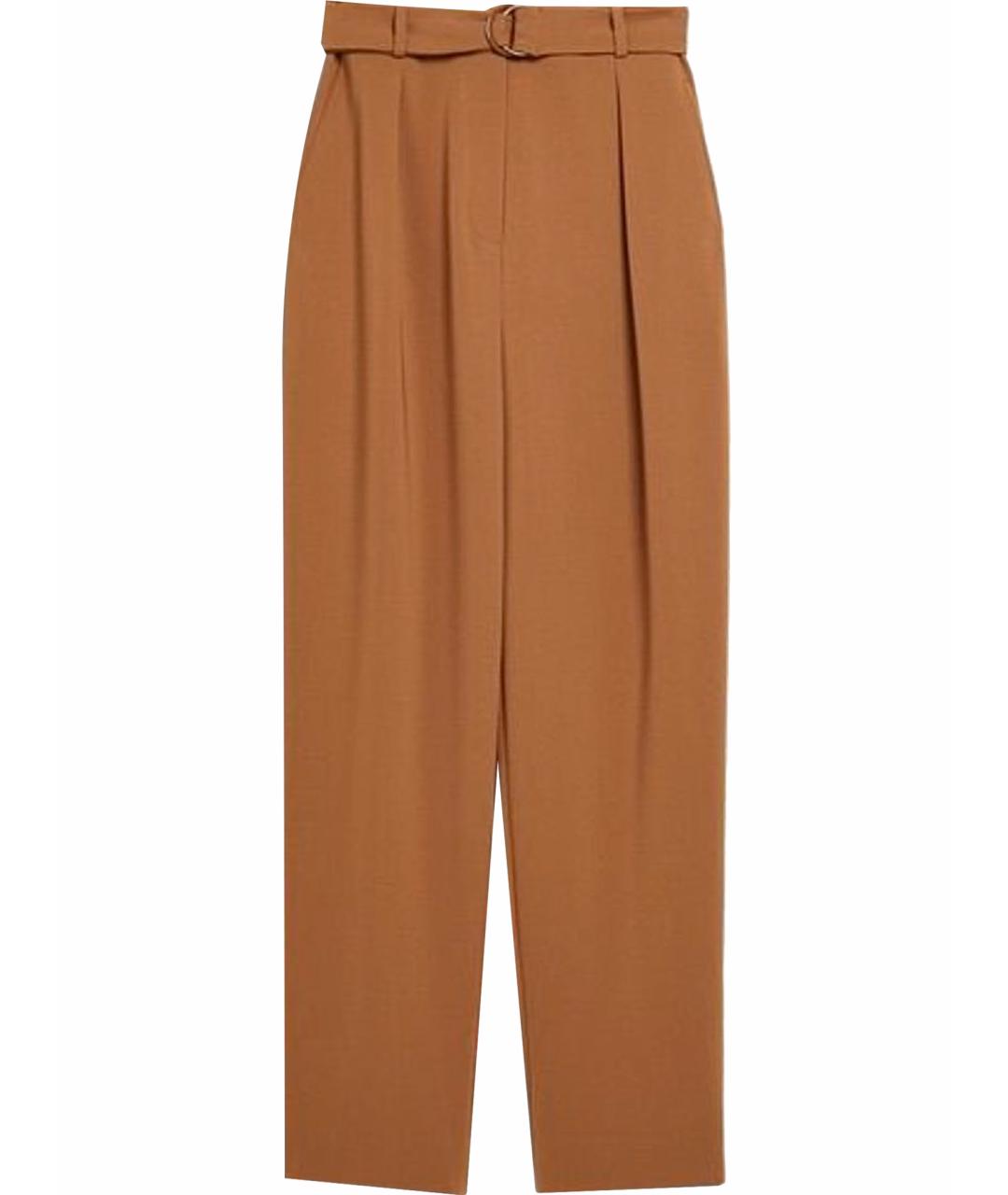 MAX MARA STUDIO Коричневые ацетатные прямые брюки, фото 1