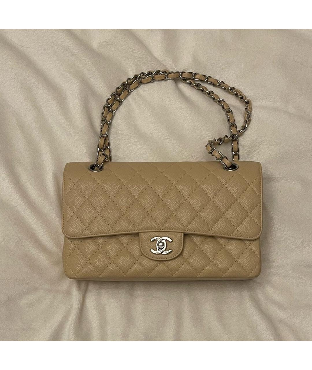 CHANEL Бежевая кожаная сумка через плечо, фото 5