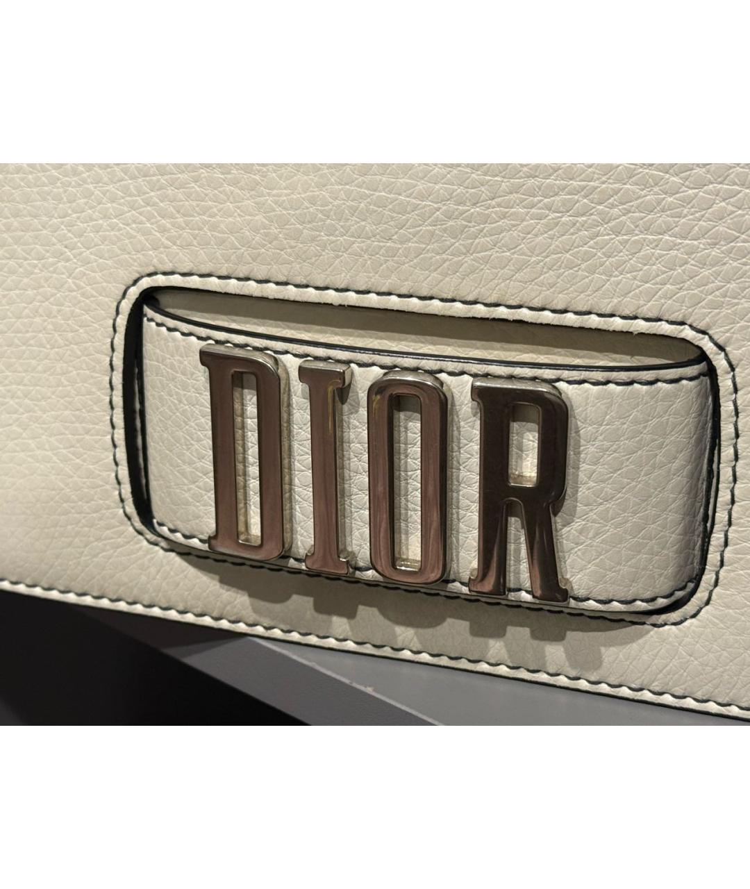 CHRISTIAN DIOR Белая кожаная сумка через плечо, фото 5