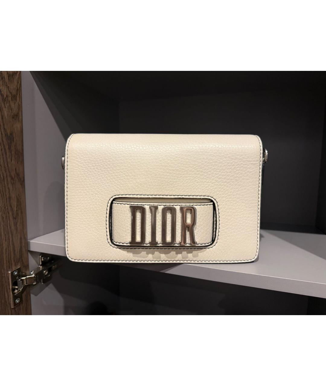 CHRISTIAN DIOR Белая кожаная сумка через плечо, фото 9