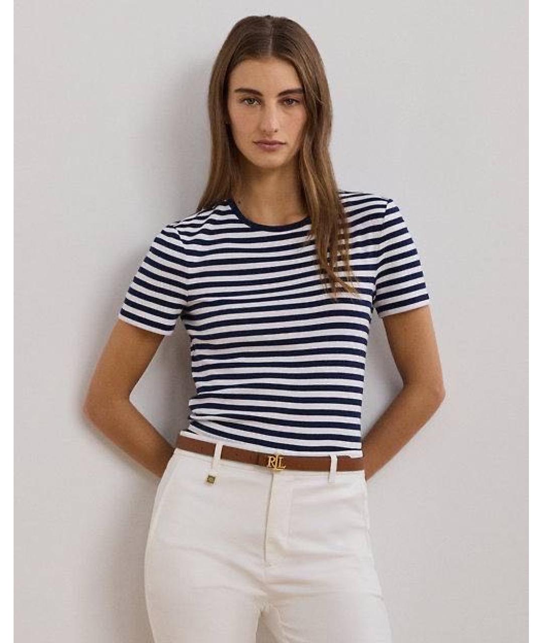 POLO RALPH LAUREN Темно-синяя хлопковая футболка, фото 2