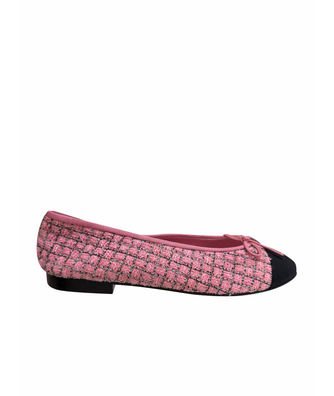 CHANEL Розовые текстильные балетки, фото 1