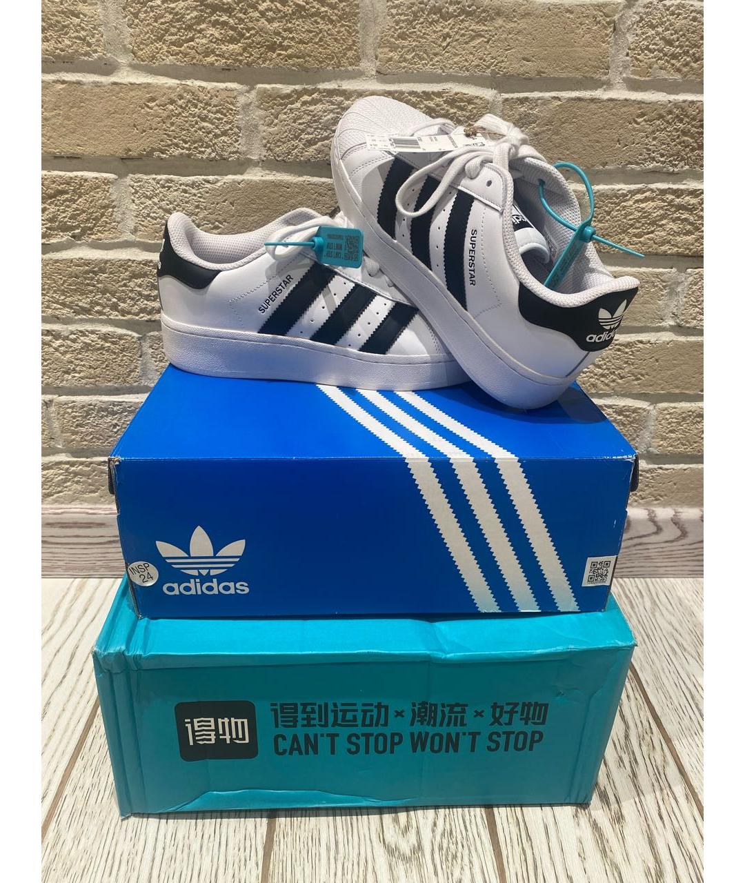 ADIDAS Белые кожаные кроссовки, фото 4