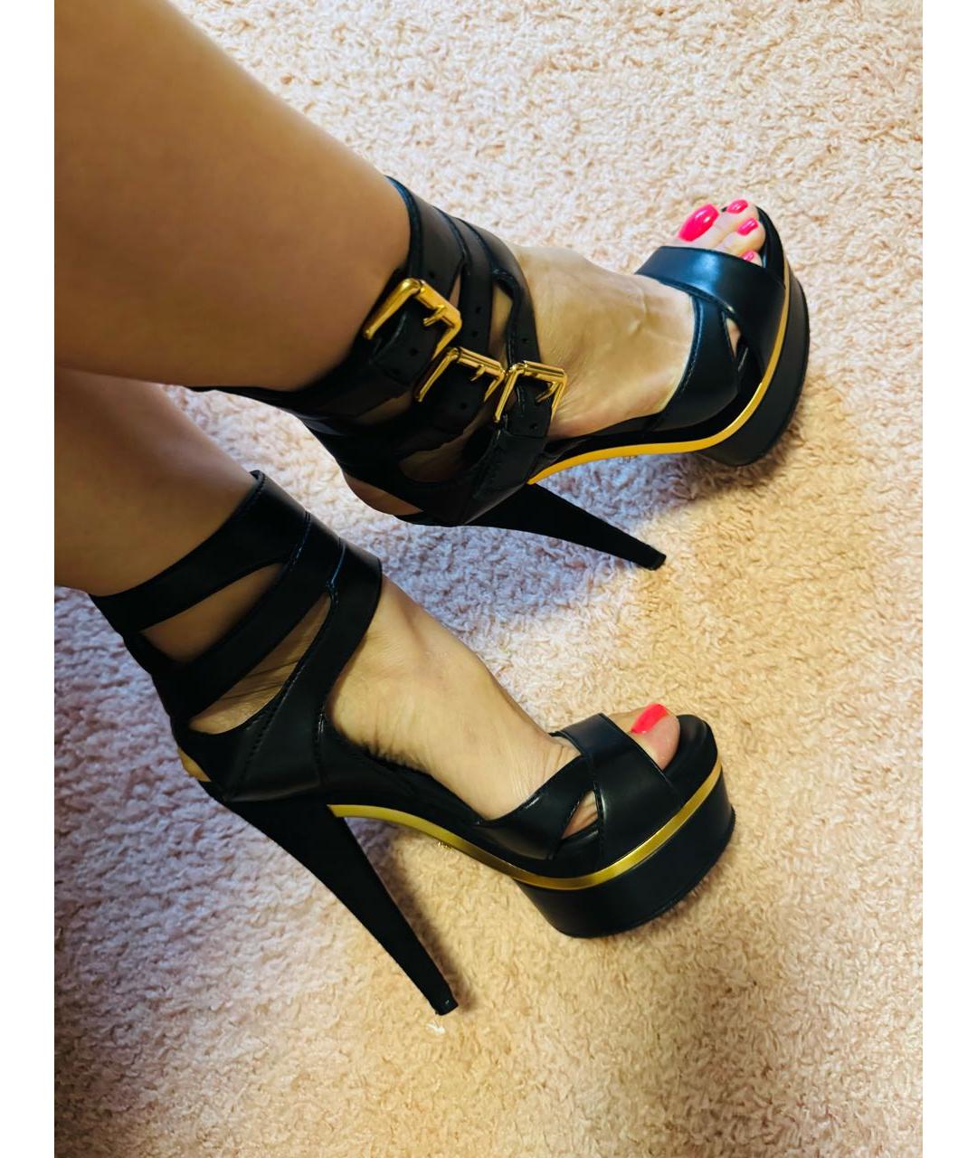 GUCCI Черные кожаные босоножки, фото 8