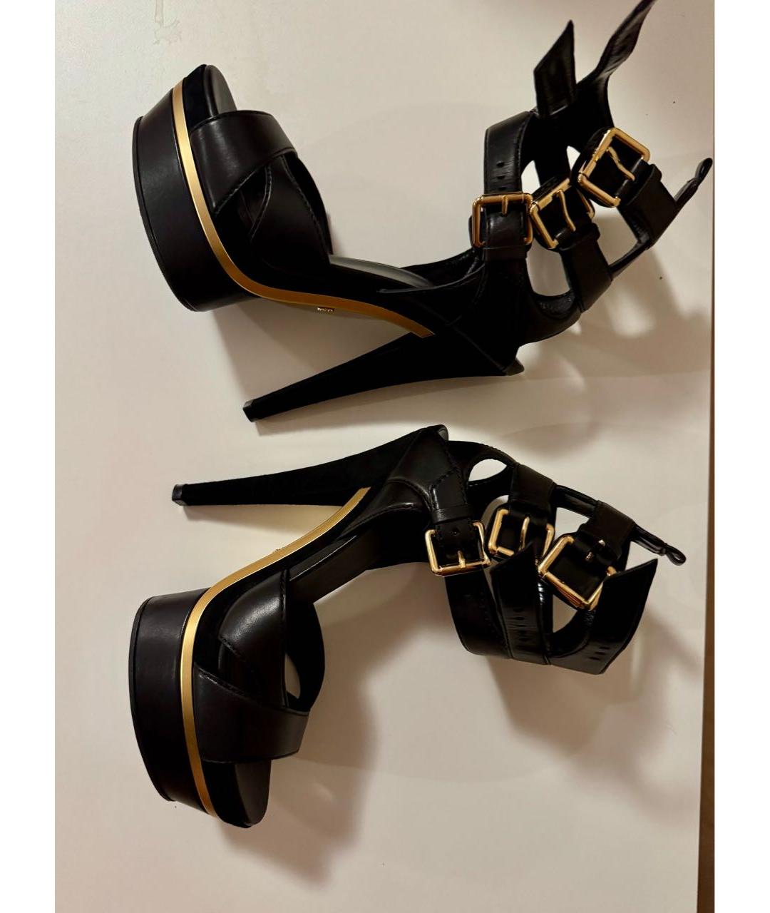 GUCCI Черные кожаные босоножки, фото 7