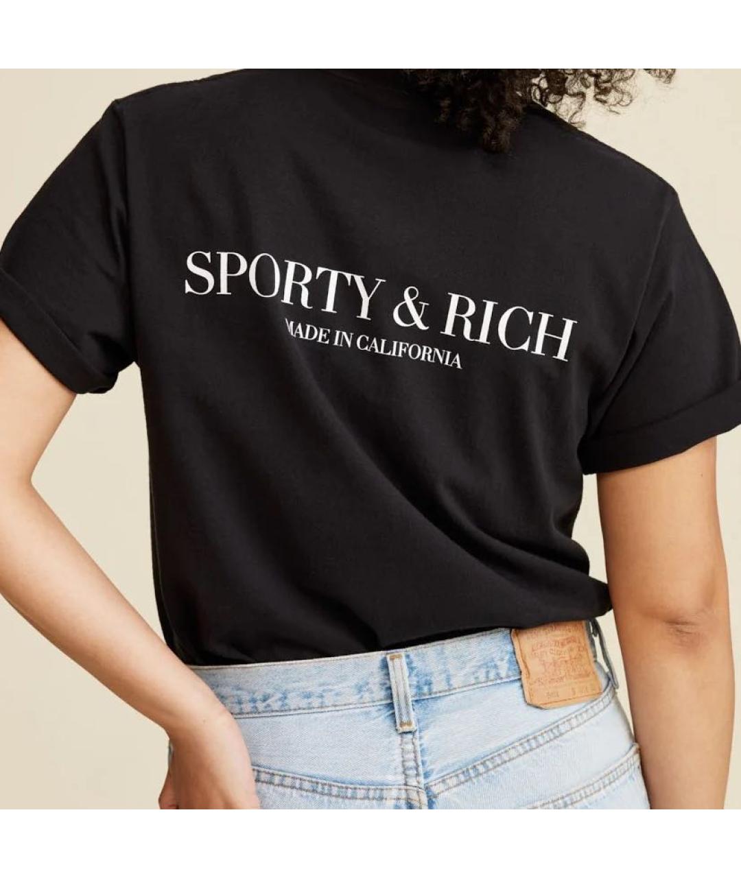 SPORTY AND RICH Черная хлопковая майка, фото 4