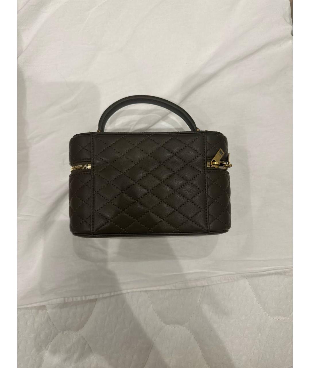 SAINT LAURENT Хаки кожаная сумка с короткими ручками, фото 3