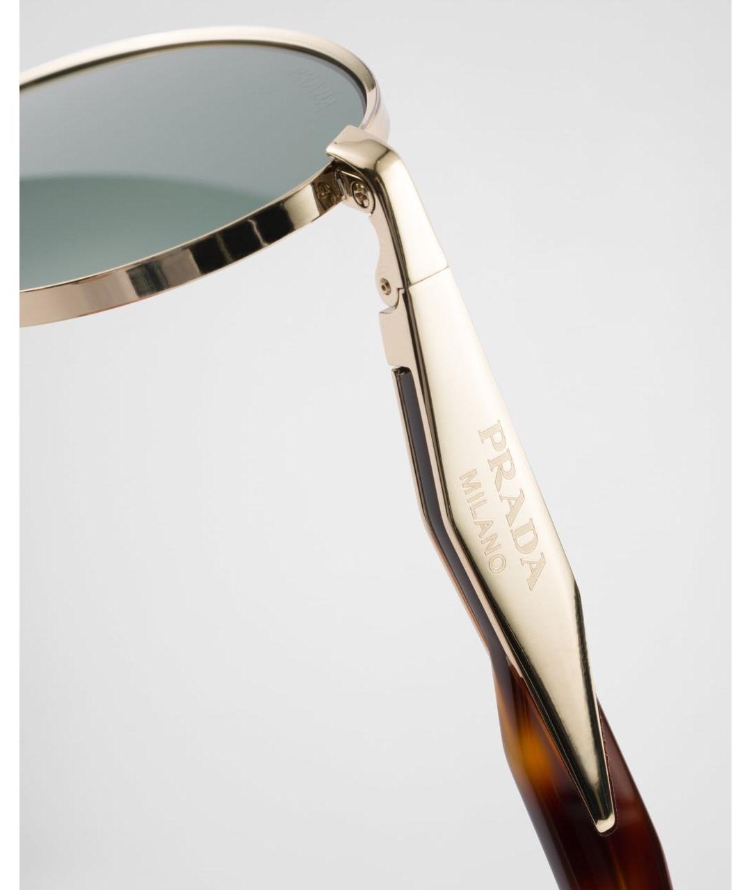 PRADA Золотые металлические солнцезащитные очки, фото 4