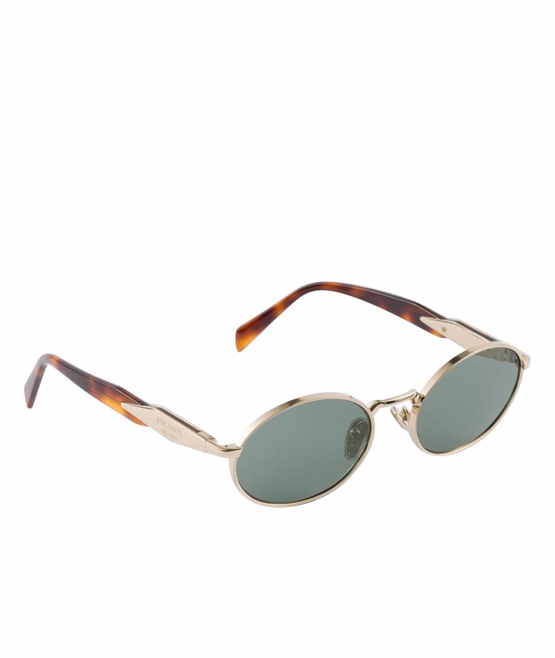 PRADA Золотые металлические солнцезащитные очки, фото 1