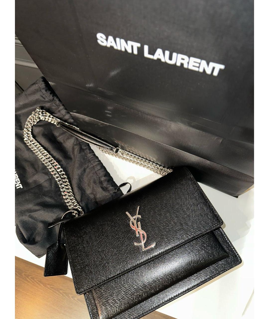 SAINT LAURENT Черная кожаная сумка через плечо, фото 4