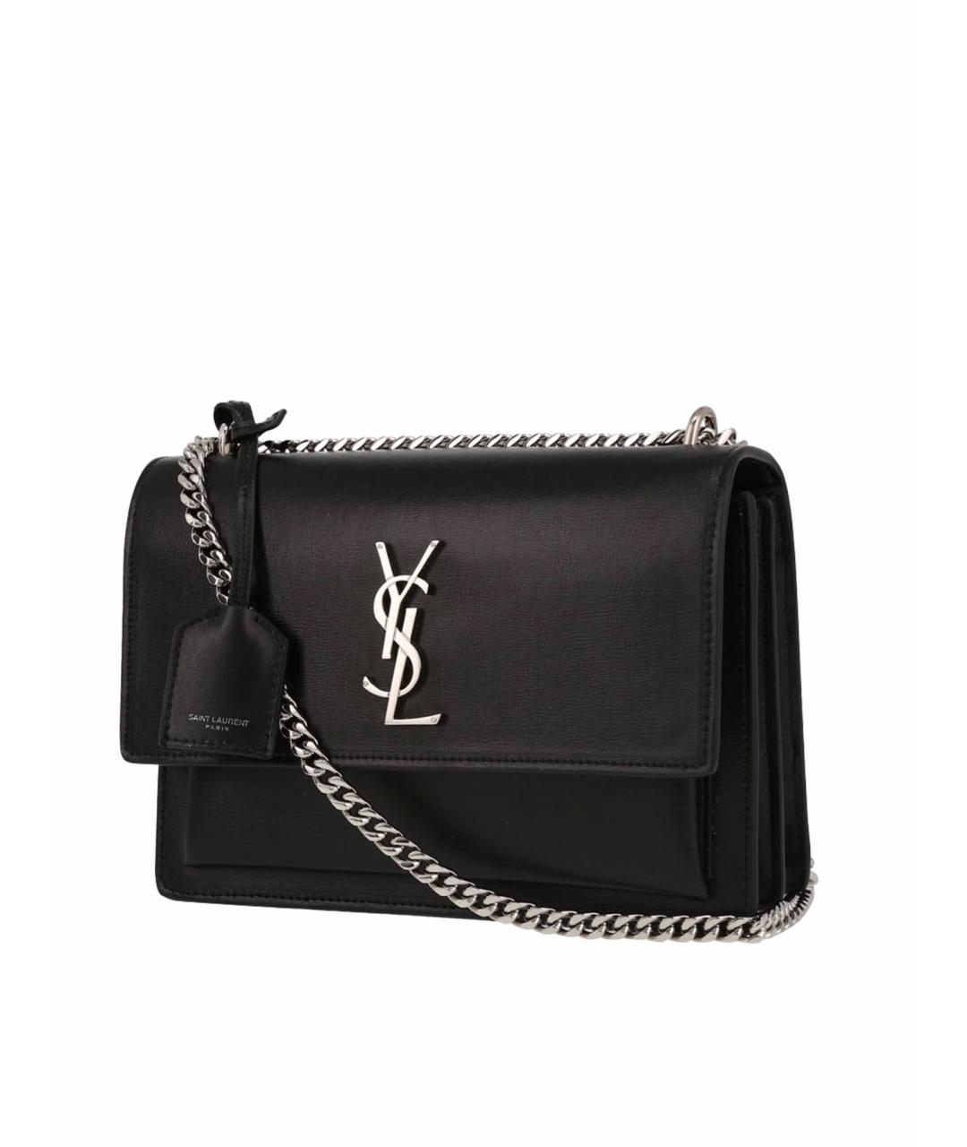 SAINT LAURENT Черная кожаная сумка через плечо, фото 1