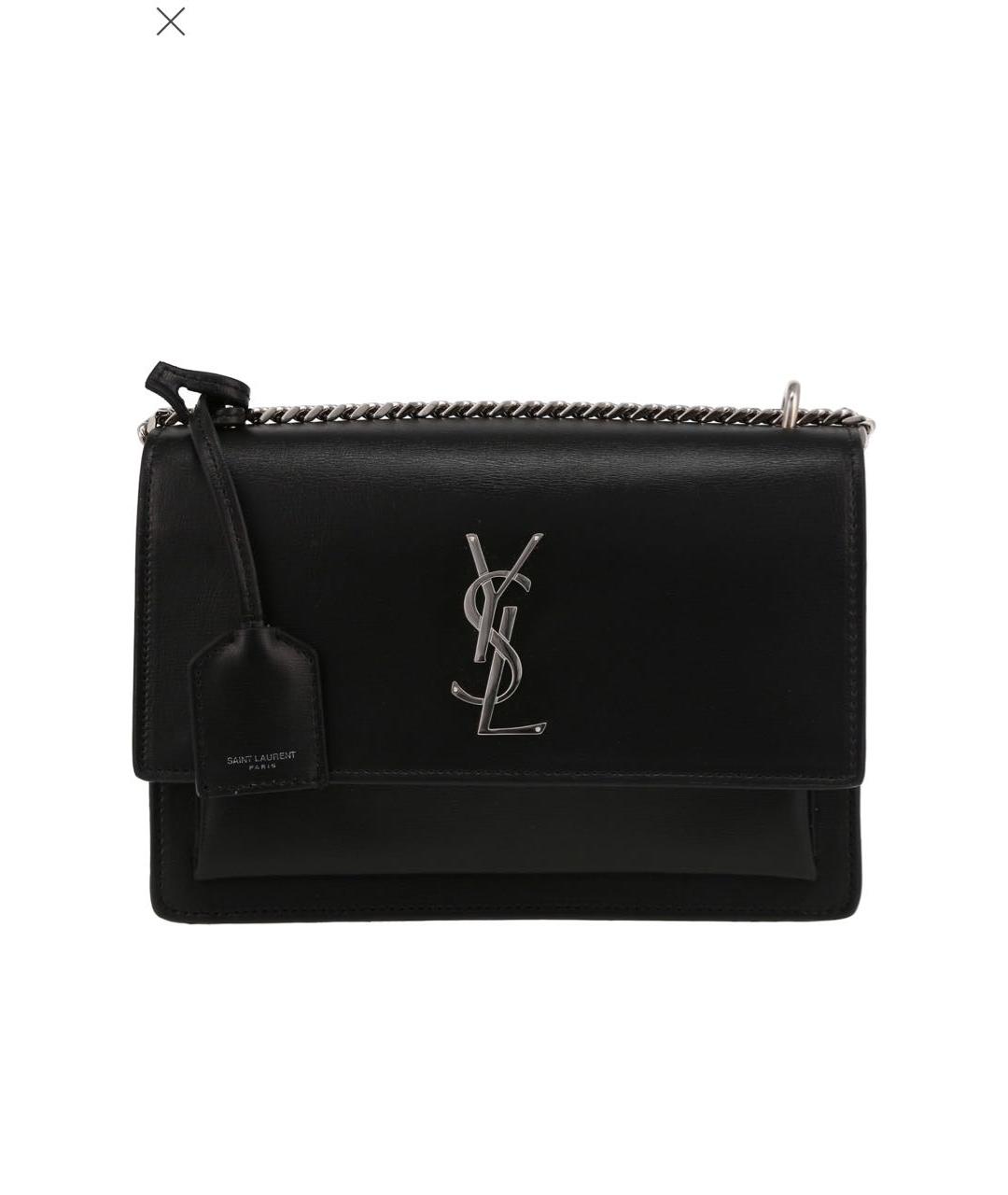 SAINT LAURENT Черная кожаная сумка через плечо, фото 2