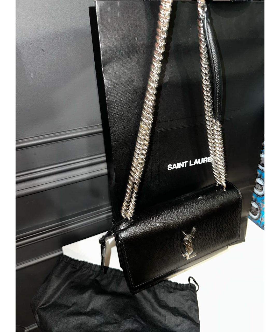 SAINT LAURENT Черная кожаная сумка через плечо, фото 6