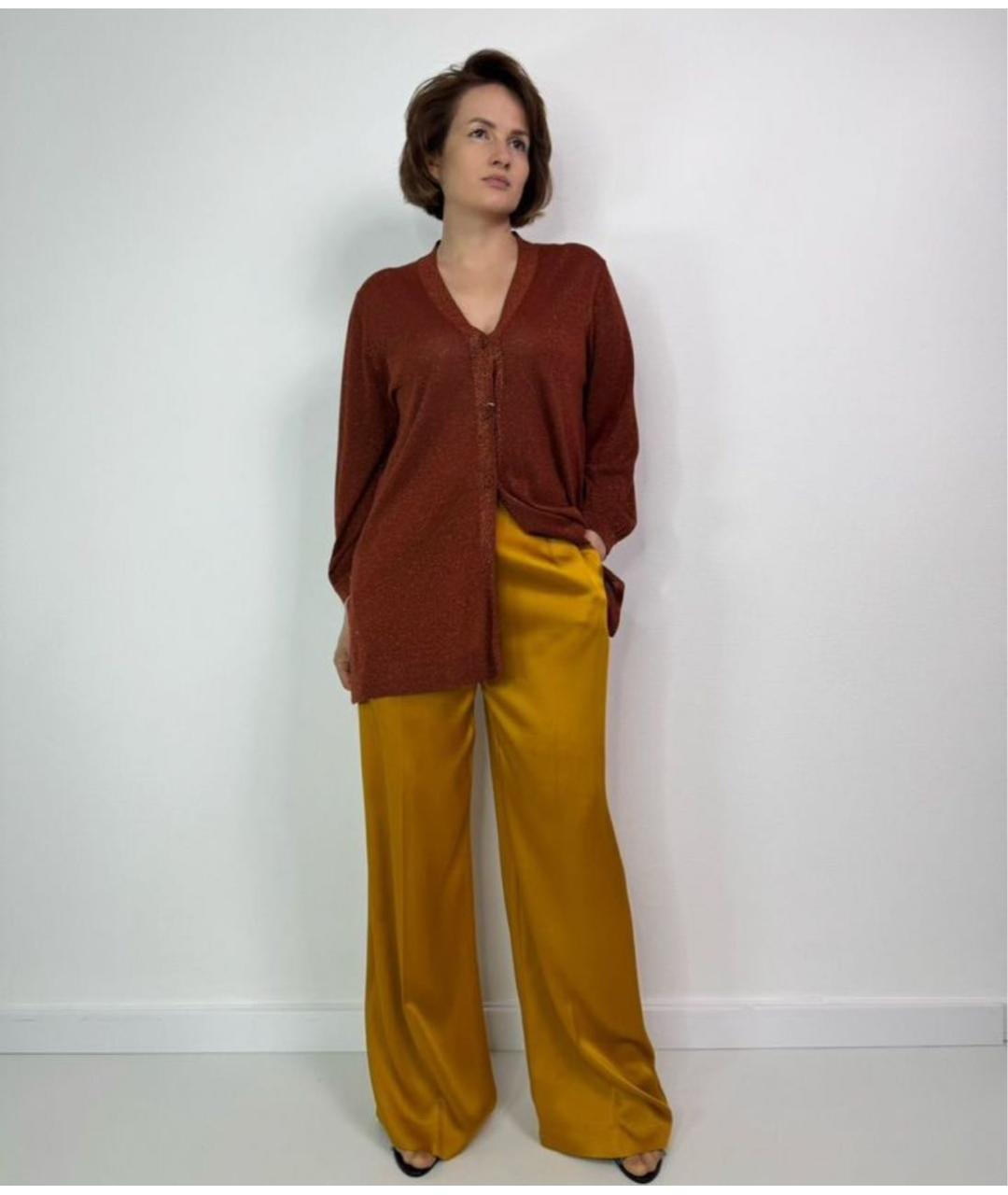 MAX MARA Желтые ацетатные брюки широкие, фото 6