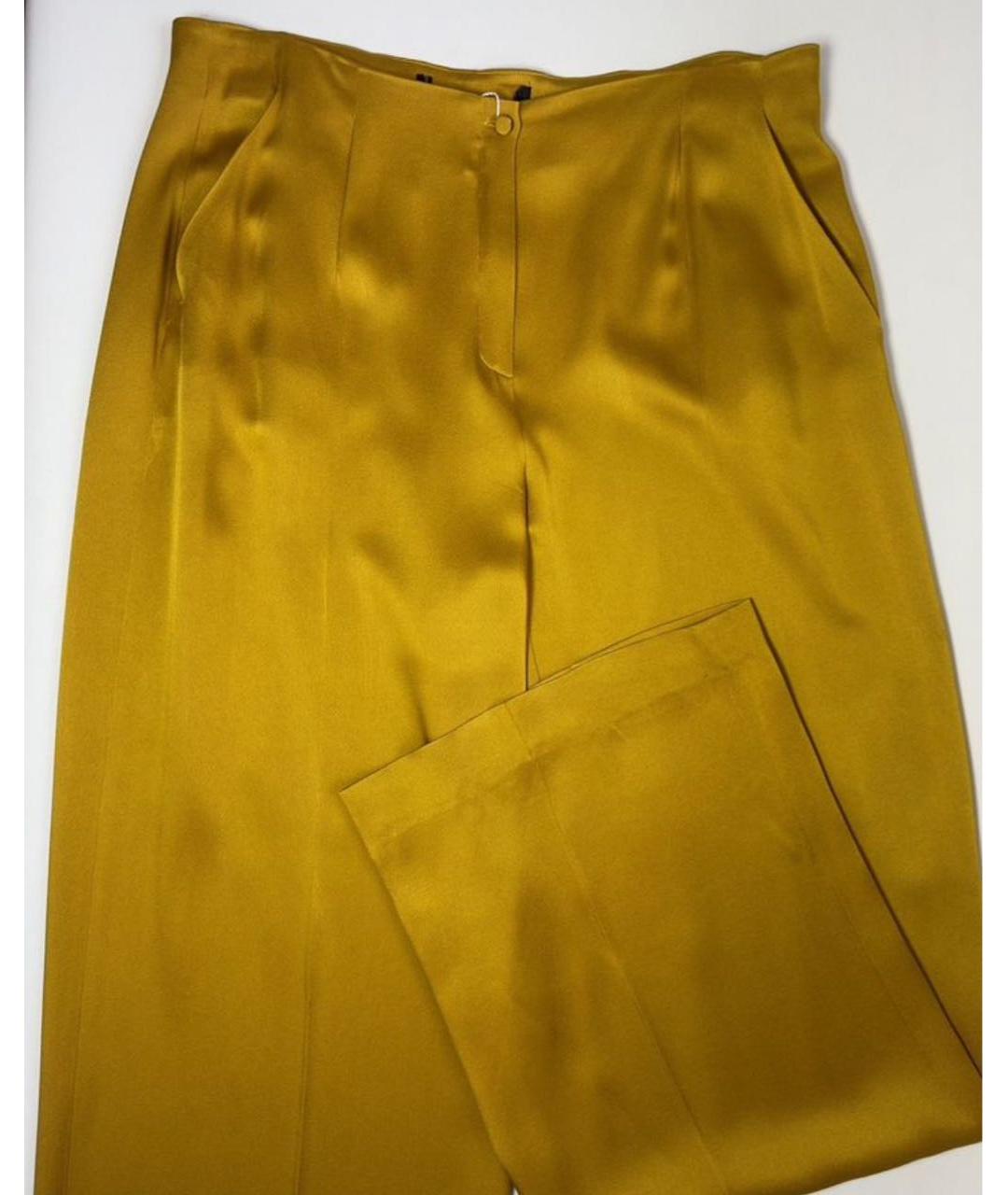 MAX MARA Желтые ацетатные брюки широкие, фото 5