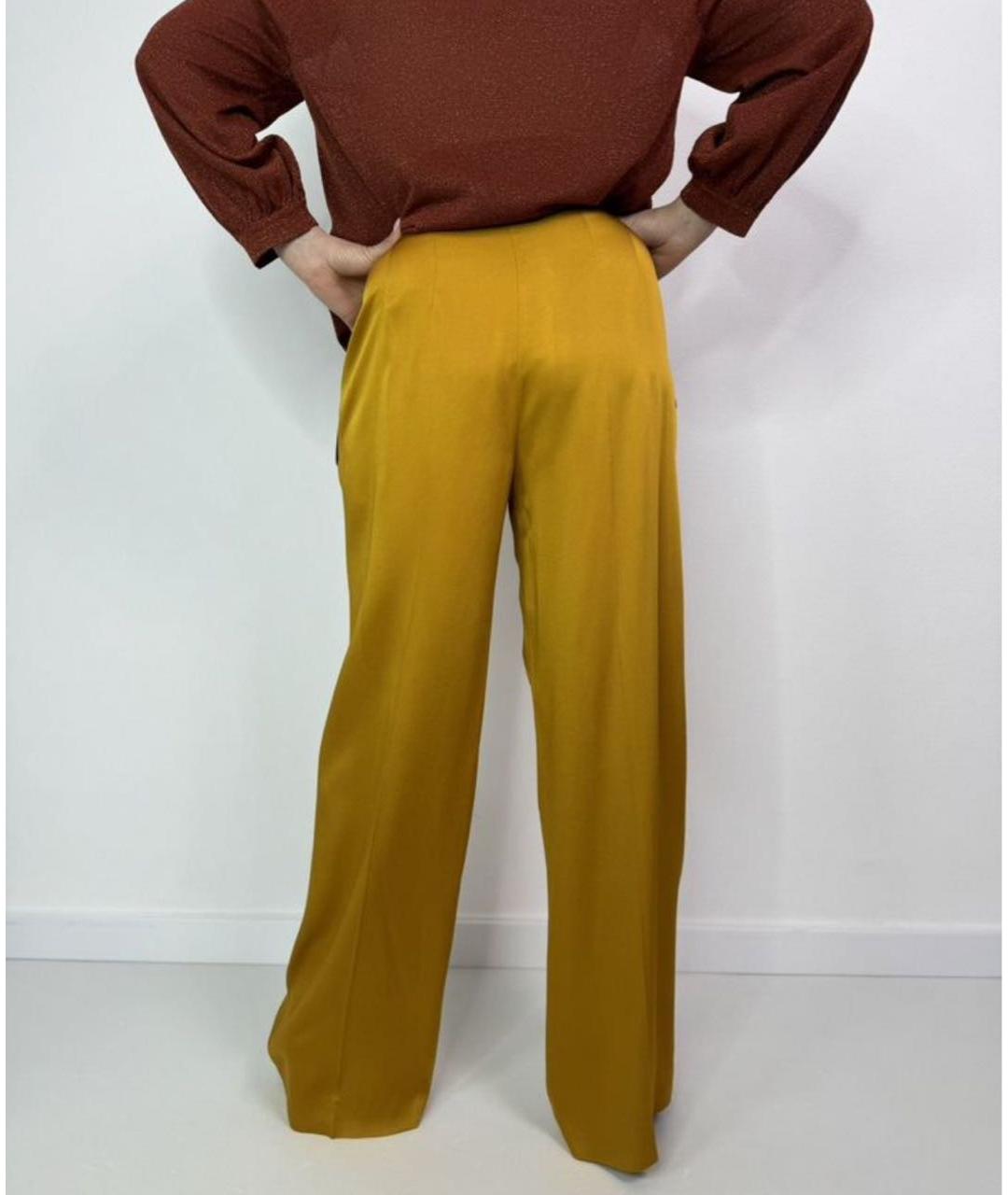 MAX MARA Желтые ацетатные брюки широкие, фото 2