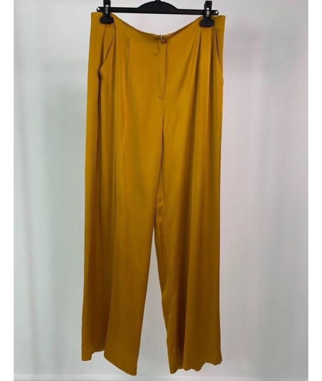 MAX MARA Желтые ацетатные брюки широкие, фото 7