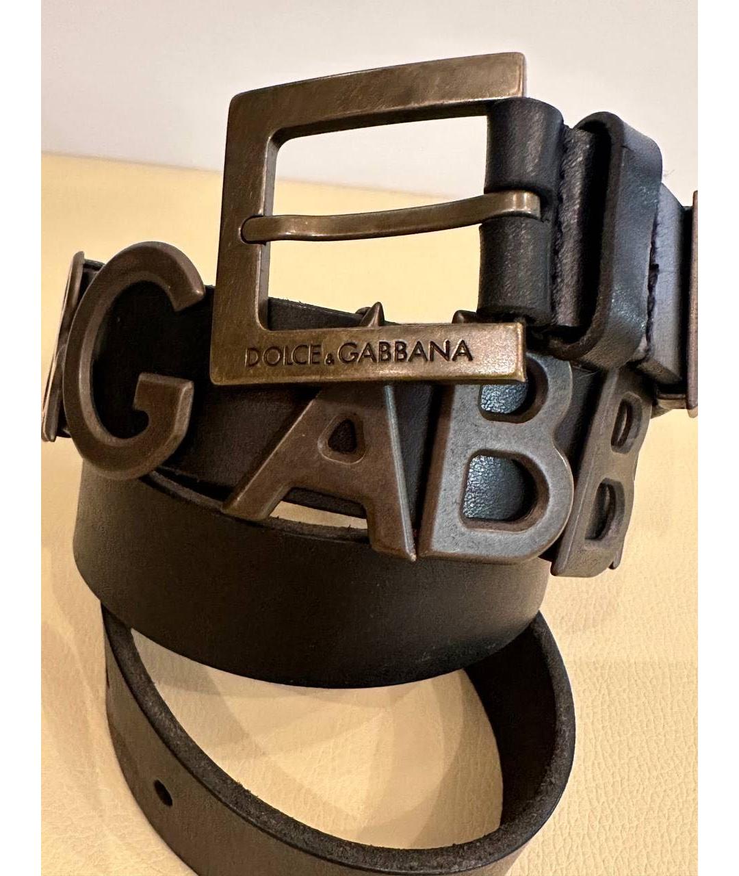 DOLCE&GABBANA Черный кожаный ремень, фото 4
