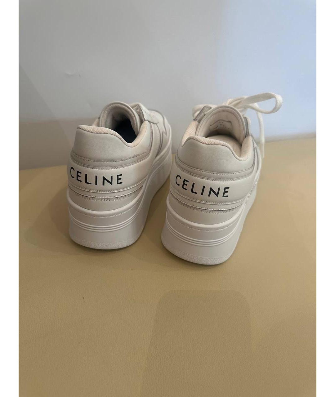 CELINE Белые кожаные кроссовки, фото 4