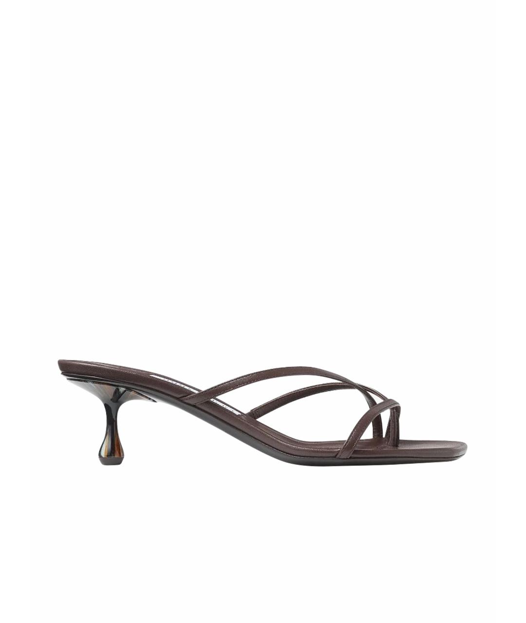 JIMMY CHOO Коричневые кожаные мюли, фото 1