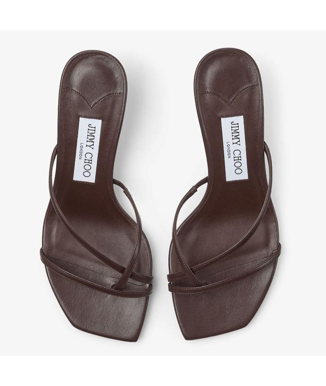 JIMMY CHOO Коричневые кожаные мюли, фото 5